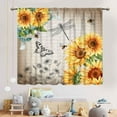 thumbnail image 3 of Rustic Sunflower Curtains, Farmhouse Vintage Yellow Floral Dragonfly Country Retro Style Window Drape Treatments for Kitchen Bedroom Living Room 2 Panels, 55"x63" Inch, 3 of 5