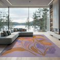 thumbnail image 2 of ODIKA 6'x9' Orange Purple Blossom Elegance Decorative Washable Area Rug Floral Harmony in Contemporary Artistic Style for Family Room, Living Mater Bedroom, Non-Slip, Easy Care, 2 of 6
