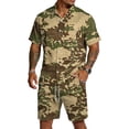 thumbnail image 2 of Dwelliawo Men's Camouflage Tree Print Shirt and Shorts Set 2 Piece Casual Summer Outfit, Breathable Button Up Shirt and Drawstring Shorts for Daily Wear and Vacation Camouflage 2xL, 2 of 5