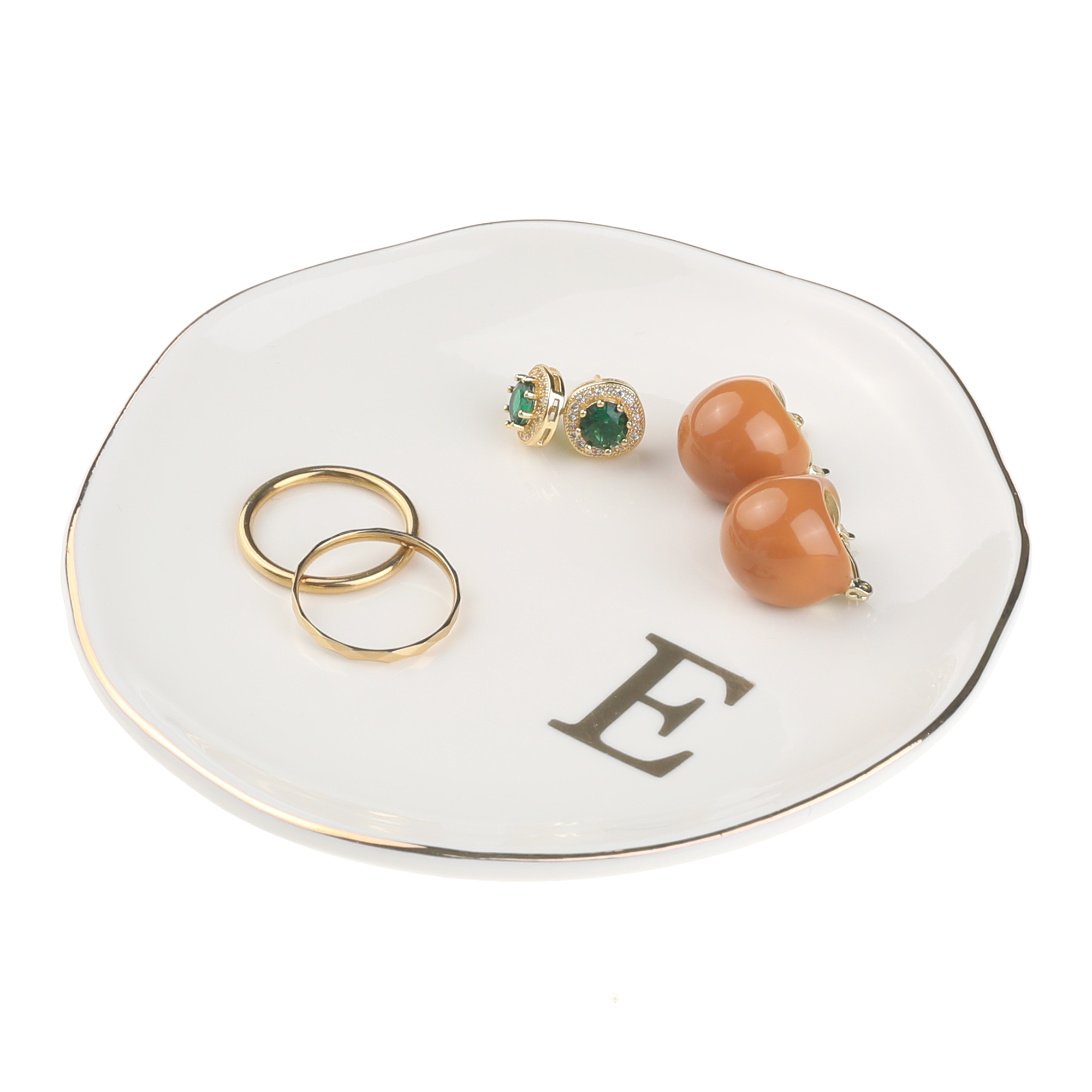 Unique Bargains Ceramic Jewelry Tray Decorative Trinket Dish Gifts Jewelry Boxes White-E