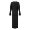 thumbnail image 5 of Lispipm Maternity Sweater Dress for Women Ribbed Knit Long Sleeve Crew Neck Pregnant Clothes with Side Slit for Fall Winter Black L, 5 of 9