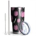 thumbnail image 2 of 30oz Pink Fall Pumpkins Bats Stars Pattern Tumblers Stainless Steel Tumbler with Lid and Straw,Vacuum Insulated Double Wall Travel Tumbler Cups Mug with Cleaning Brush for Coffee,Tea, 2 of 7