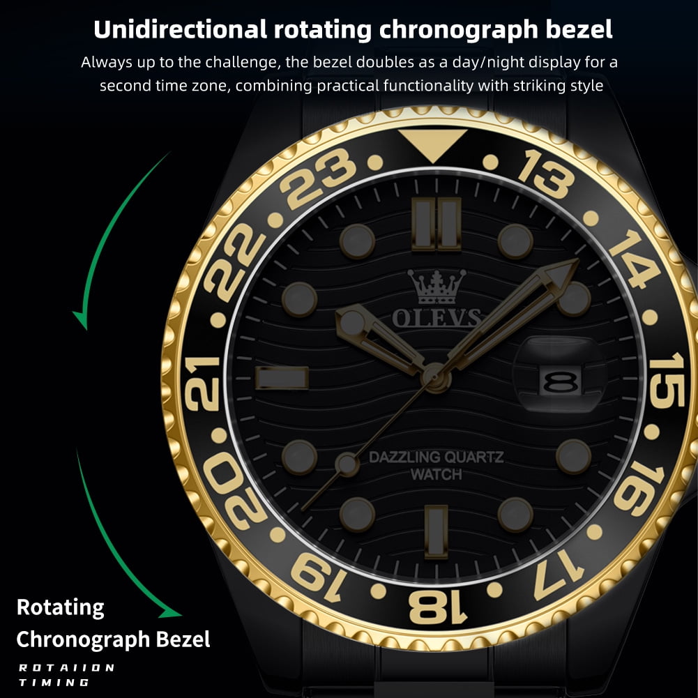 OLEVS Mens Watches, Silver Dress Gold Classic Luxury Big Large Face Waterproof Watches for Men, Analog Two Tone Stainless Steel Men Wrist Watch with Date Relojes De Hombre , Green/Blue/Black Dial