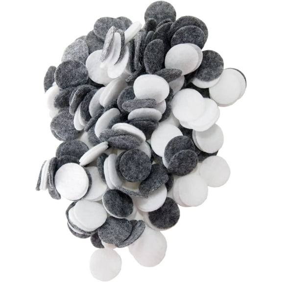 Playfully Ever After Charcoal Gray & White Craft Felt Circles (5 Inch - 15pc)