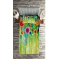 thumbnail image 2 of Ambesonne Floral Quilted Coverlet 2 Pcs, Abstract Art Dandelion, Twin Size, Multicolor, 2 of 2