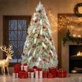 thumbnail image 2 of ModFusion 9ft Pre-Lit Flocked Natural Drooping Pampas Christmas Tree with 54 Feathers, Holiday Decoration Christmas Tree with 959 PE Branch Tips and 900 Lights, Green, 2 of 9