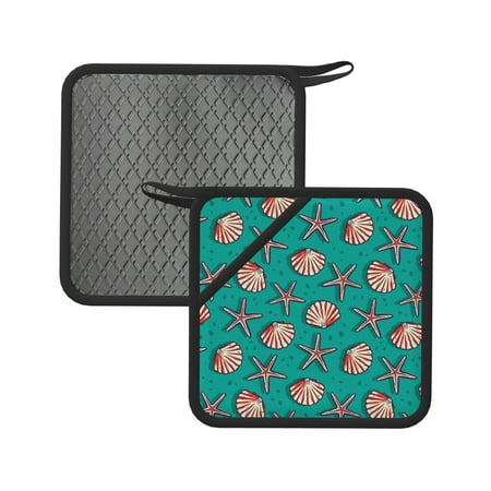 

Matuu Starfish and Shell for Square Silicone Anti-hot Pad for Kitchen Potholders Hot Dishers Spoon Holder