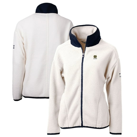 Women's Cutter & Buck  Oatmeal Notre Dame Fighting Irish Alumni Cascade Eco Sherpa Full-Zip Fleece Jacket