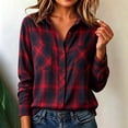 thumbnail image 5 of Cmtiyu Plaid Shirts for Women, Baggy Long Sleeve Down Collar Button Flannel Shirts, Casual Womens Tops with Pockets, S-2XL, 5 of 7