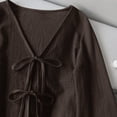 thumbnail image 4 of Admvng Women's Crop Cardigan Double Tie Front V Neck Flare Long Sleeve Textured Layering Shrug, 4 of 6
