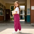thumbnail image 6 of FRSASU Kids Quick Dry Parachute Pants Full Length Elastic Waist Strip Baggy Sports Hiking Trousers with Pockets Hot Pink, 6 of 7