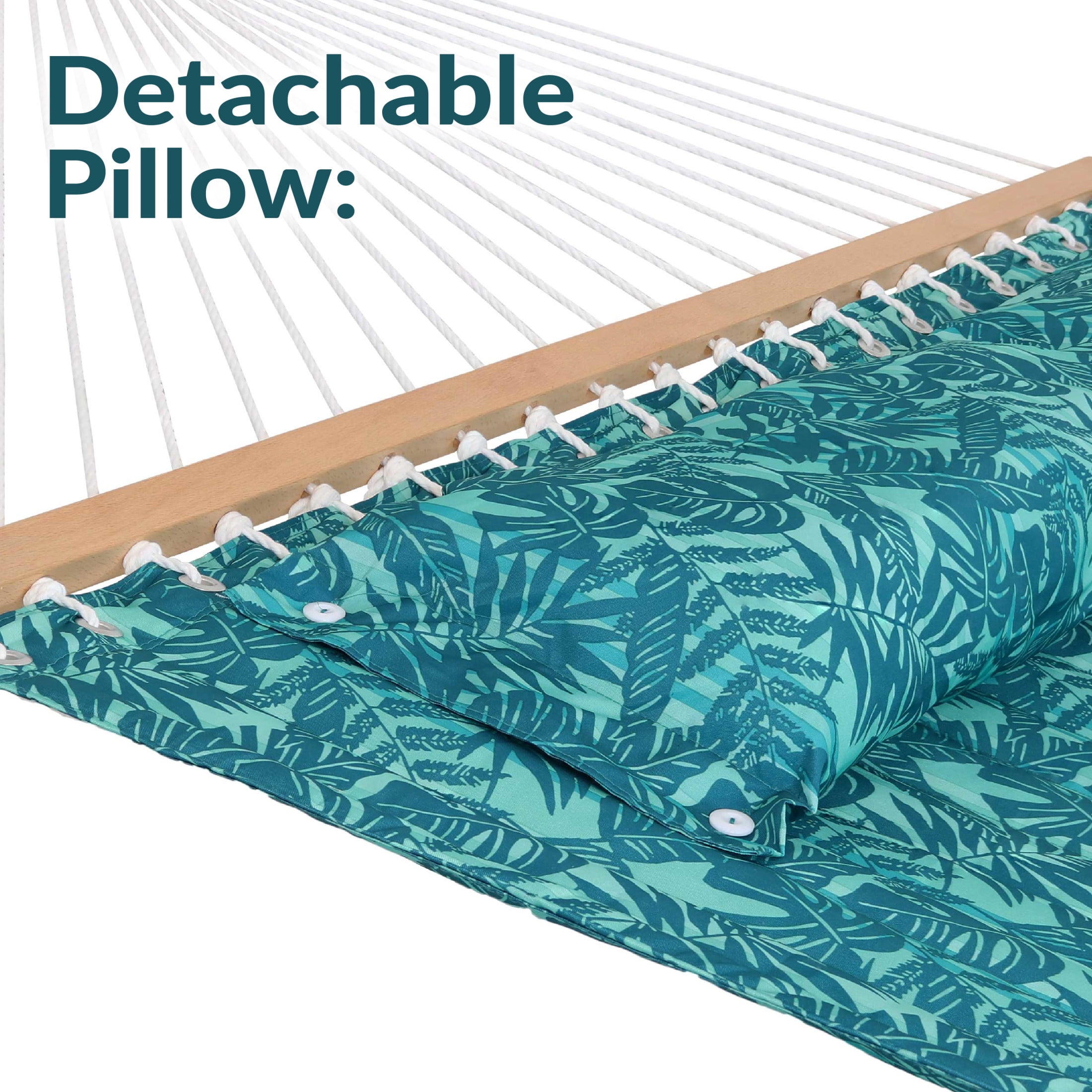 Sunnydaze 2-Person Quilted Polyester Spreader Bar Hammock, 450 lb Capacity - Cool Blue Tropics