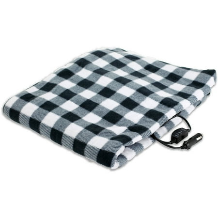 TREKSAFE 12-Volt Heated Travel Blanket, White