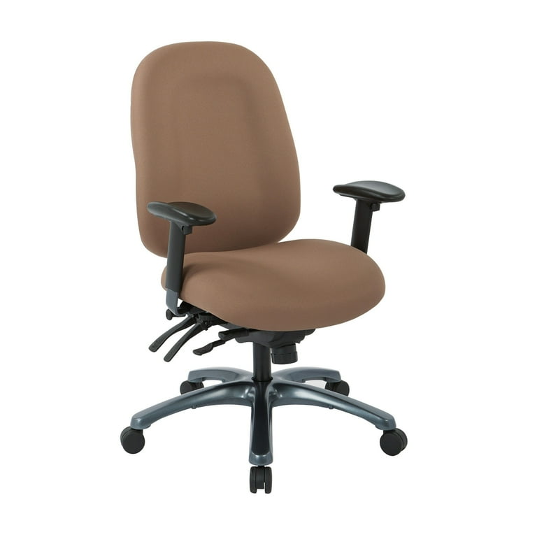 Office Star Deluxe R2 Space Grid Back Chair - Black Mesh Fabric, Memory Foam Seat - Black Back - Mid Back - 5-star Base - Armrest - 1 Each