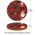 thumbnail image 3 of Santa Claus Microfiber Leather Round Coasters (6PCS), 11x11 cm/4.3x4.3 in, Slip Drink Coasters Set for Home and Kitchen, Durable and Easy to Clean Square Drink Coasters., 3 of 6