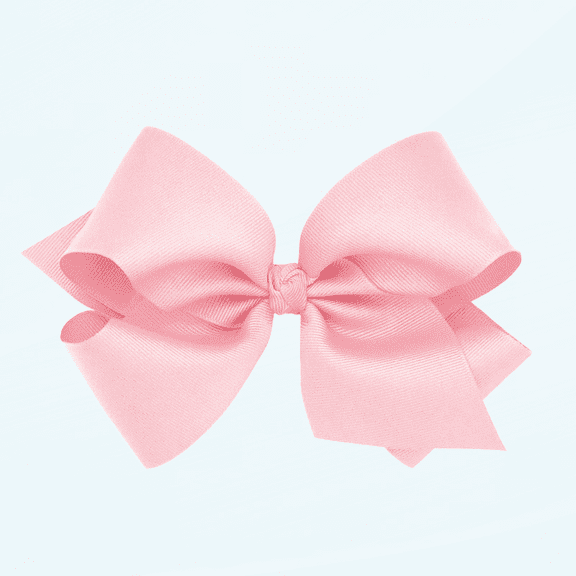 Girls' Classic Grosgrain Hair Bow with Knot Wrap Center on a WeeStay No-Slip Hair Clip, King, Light Pink