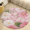 thumbnail image 4 of Floral Colorful Flower Soft Bedroom Round Area Rug, Washable Cute Nursery Circle Throw Mat, Non-Slip Contemporary Small Low Pile Floor Carpet for Dorm Bedside, 4 of 6