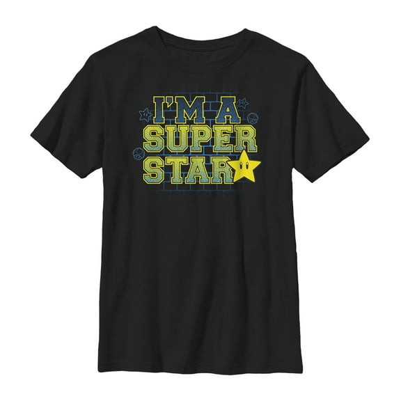 Boy's Nintendo Mario Super Star  Graphic Tee Black Small
