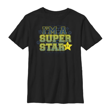 Boy s Nintendo Mario Super Star Graphic Tee Black Large