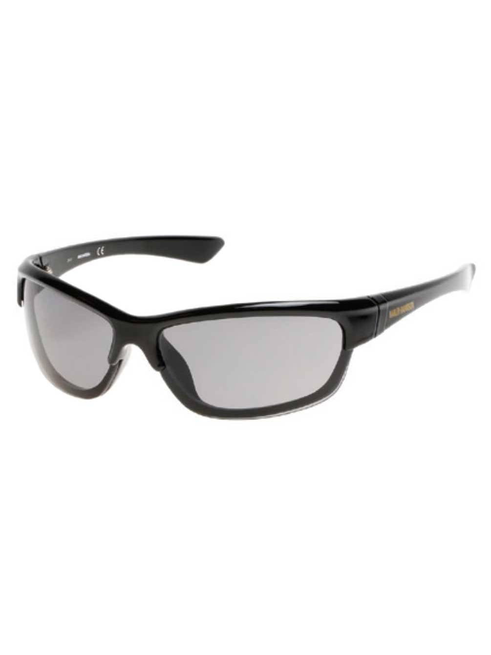 Harley-Davidson Men's Sporty Sunglasses, Shiny Black Frame & Smoke Gray