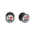 thumbnail image 2 of I Love Mustache O-Ring Acrylic Gauges/Plugs 2G (6mm) 2 Piece (1 Pair) (B/49), 2 of 3