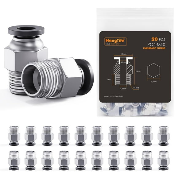 Conectores de tubo de PTFE Hanglife PC4-M10, filamento de 1,75 mm (x20)