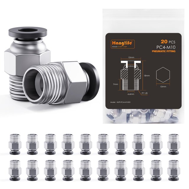 Conectores de tubo de PTFE Hanglife PC4-M10, filamento de 1,75 mm (x20)
