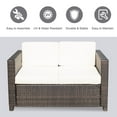 thumbnail image 4 of Outsunny Causeuse de Patio 2 Places Fauteuil de Luxe en Osier, Blanc Crème, 4 of 10