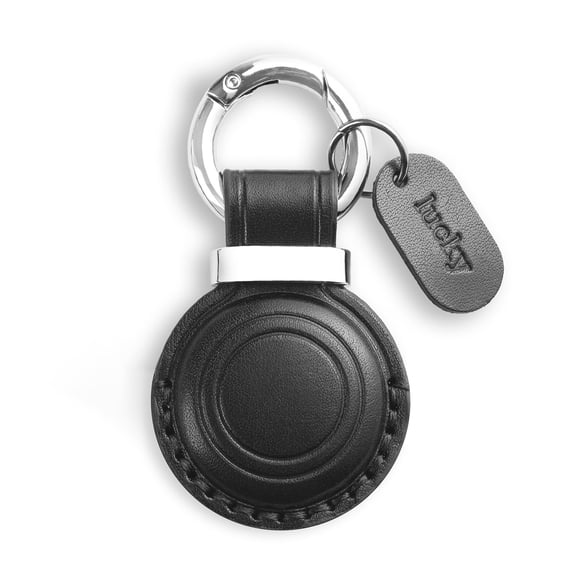 Llavero Jayanes de piel auténtica para AirTag, color negro