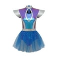thumbnail image 3 of iiniim Women's Space Themed Alien Cosplay Dress Metallic Shiny Leotard Tutu Skirt for Halloween Carnivals Blue L, 3 of 7