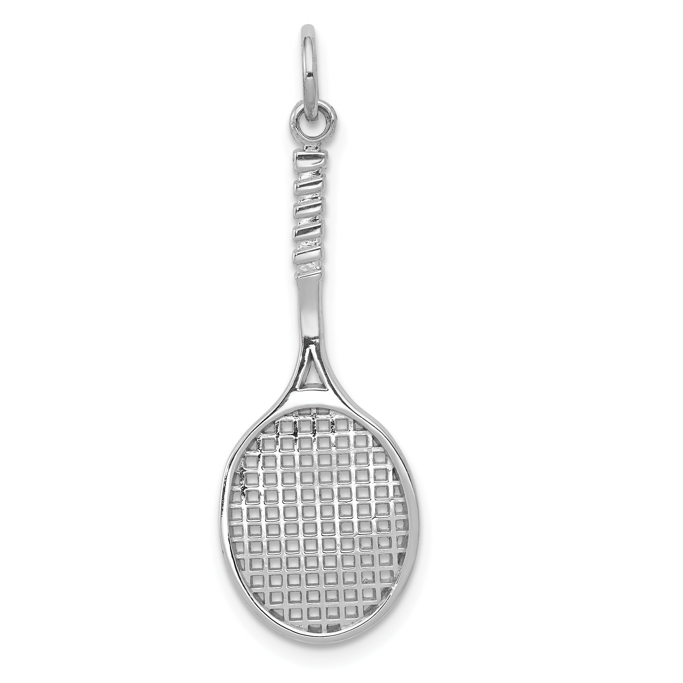14k White Gold Two Tennis Racquets Sports Charm Pendant