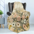 thumbnail image 3 of Ambesonne Floral Eucalyptus Fleece Throw Blanket Boho Nordic Art 60"x80" Blush Eggshell Amber, 3 of 5