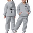 thumbnail image 4 of Glisme Girls Outfits Long Sleeve Round Neck Tracksuit Cartoon Prints Hoodies Pants Relax Fit Little Girls Clothes Grey, 4 of 5