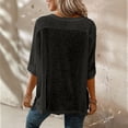 thumbnail image 7 of Womens Summer Shirts Plus Size Batwing Sleeve Versatile Neck Oversized Tshirts for Women Black 2XL, 7 of 7