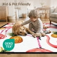 thumbnail image 4 of ODIKA 2'x3' Washable Accent Rug Pet Friendly, Bedside Mat Welcome Motif Door Pineapple Interlocking Border Pcs Striped for Bedroom, Nursery, RV, 4 of 7