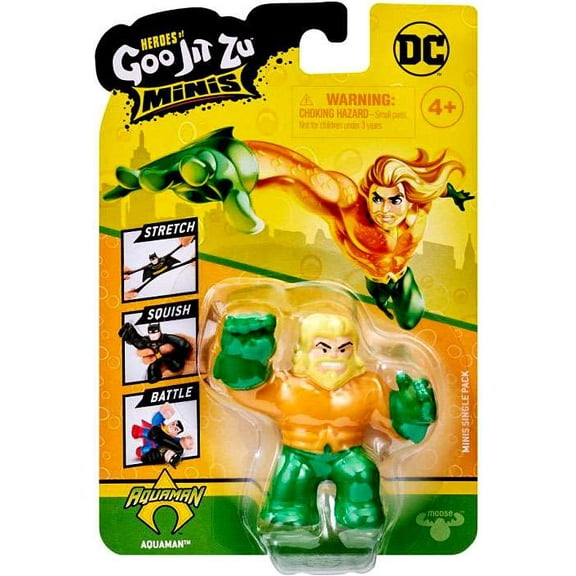 Moose Toys Heroes of Goo Jit Zu DC Minis: Aquaman Action Figure, Super Stretchy, 4 in, Multicolor