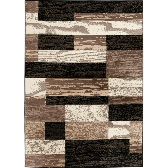 Tapis d'intérieur tissé Hometrends Alo crème et noir 5x7 pour toutes les pièces