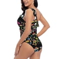 thumbnail image 5 of Yiaed Bright Mushrooms Print Women One Piece Swimsuits Tummy Control One Shoulder Bathing Suits Pattern Ruffle Swimwear-Medium, 5 of 8