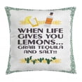thumbnail image 1 of Tequila Throw Pillow Cushion Cover, Mexican Themed Festive Poster Design with Drinking Quote and Ethnic Elements, Decorative Square Accent Pillow Case, 24" X 24", Multicolor, by Ambesonne, 1 of 2