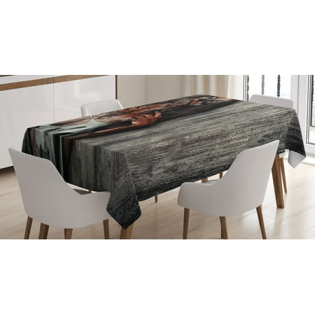 

Zombie Decor Tablecloth Angry Dead Woman Sacrifice Fantasy Mystic Night Halloween Image Rectangular Table Cover for Dining Room Kitchen 52 X 70 Inches Dark Taupe Peach Red by Ambesonne