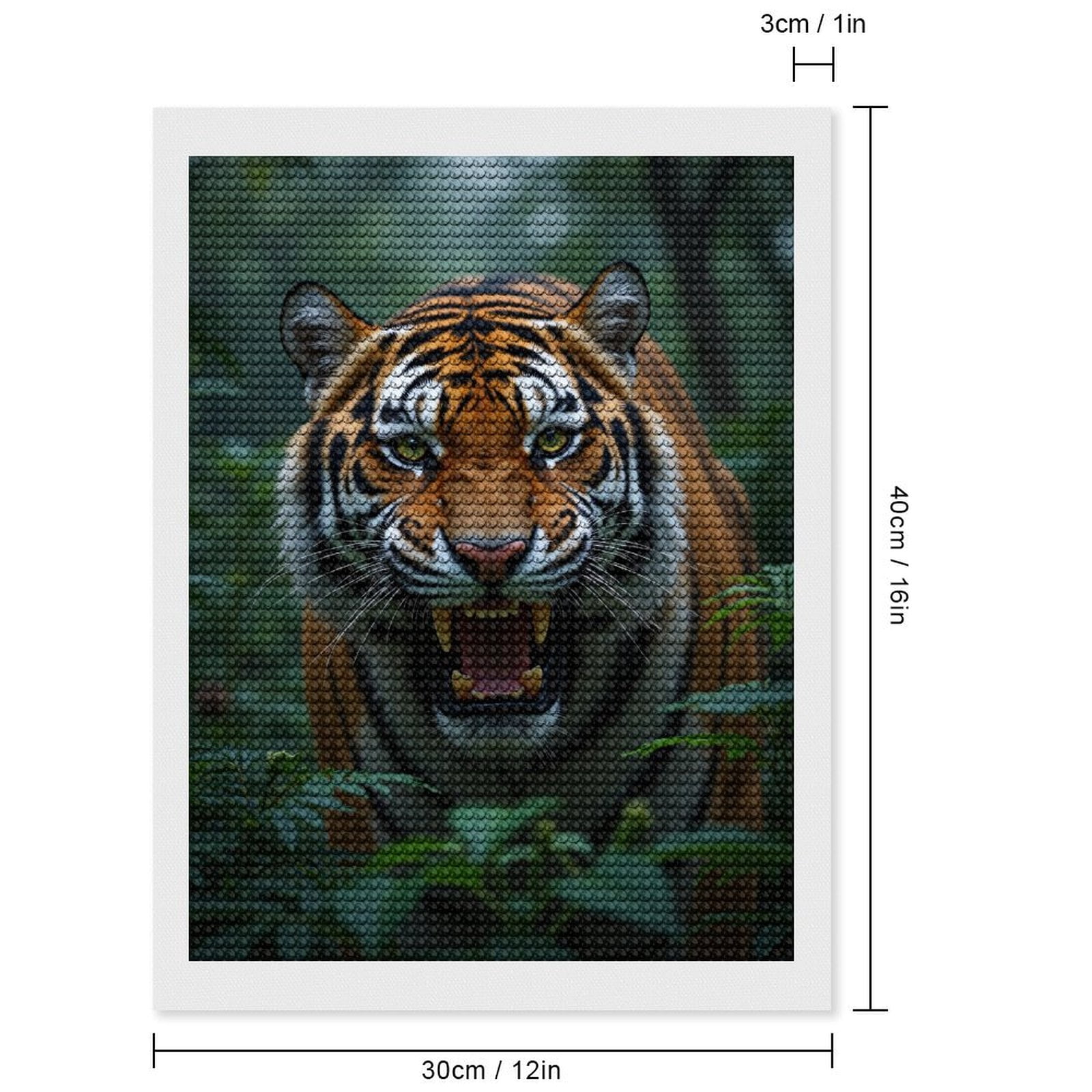 Diamond Art Kits for Adults - Tiger In Jungle Growling Closeup 5d Diamond Painting for Adults, Diamond Art for Adults Beginners, Frameless Diamond Painting Kits for Adults for Home Wall Decor