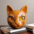 thumbnail image 4 of OIUR Realistic Cat Head Sculpture Hand-Carved Cat Head Statue Figurine Home Office Desktop Decoration Ornament Cat Lovers Gift, 4 of 7