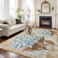 thumbnail image 2 of Blue Hydrangea Area Rugs 5'x8', Washable Small Throw Rugs for Classroom Bedroom, Flowers Leaves Butterfly Retro Khaki Indoor Outdoor Rug Non-Slip Low Pile Carpet Runner Reversible Floor Mats, 2 of 8