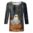 thumbnail image 6 of QATAINLAV Halloween Shirts for Women Novelty Print 3/4 Sleeve Crewneck Pullover Vacation Holiday Fashion Tops Black XXL, 6 of 6