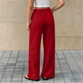 thumbnail image 4 of Lmnyox Kid's Sweatpants Wide Leg Solid Color Elastic Waist Drawstring Pants Open Bottom Trousers with Pockets, 4 of 8