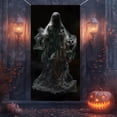 thumbnail image 2 of Halloween Decorations Door Cover, Large Scary Creepy Door Banner Bathroom Porch Door Backdrop House Halloween Party Decoration, 35*71 In Black, 2 of 8