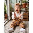 thumbnail image 4 of RUINIXCW Newborn Baby Girl Thanksgiving Outfit Infant Baby Girls Fall Winter Clothes Ribbed Romper Turcky Print Long Sleeve Fake 2-Pieces Patchwork Jumpsuit Headband, 4 of 9