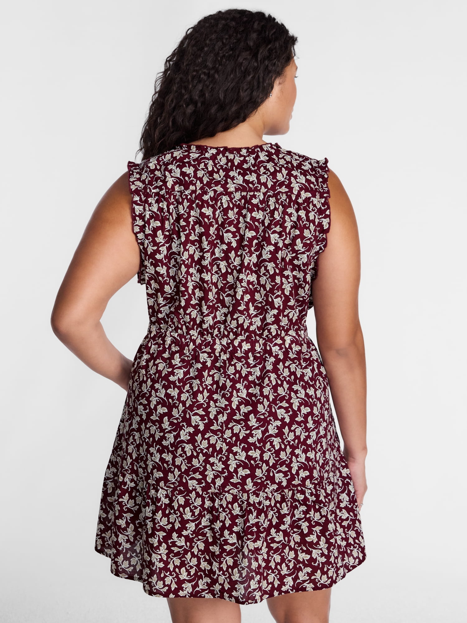 Terra & Sky Women's Plus Sleeveless Button Front Tiered Cotton Mini Dress, Sizes 0X-5X