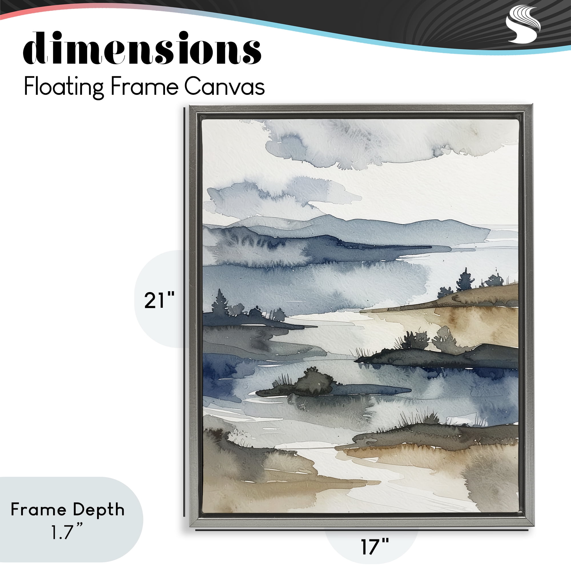 Stupell Industries The Flow Of Water Gray Framed Floater Canvas Wall Art, design by Alonza Saunders