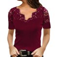 thumbnail image 2 of Blusas de encaje de moda, blusa de encaje con cuello en V informal para mujer, camisa de encaje, diseño a prueba de futuro, 2 of 6